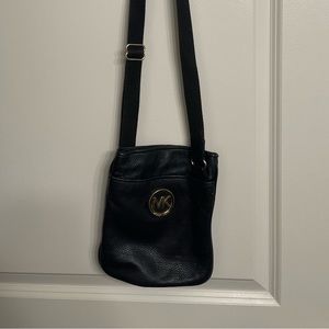 MK black leather crossbody bag